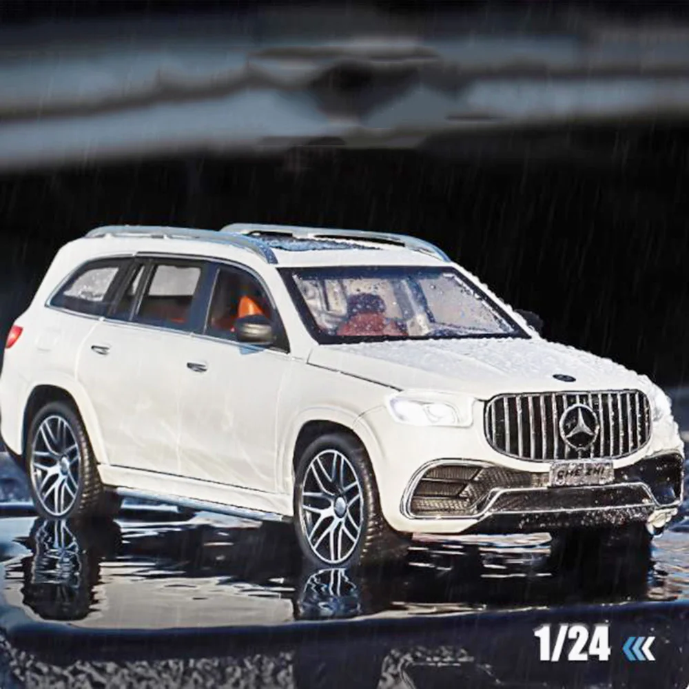 1:24 Scale GLS63 E300L Model Car Toys Alloy Diecast Sound Light Doors Opened Pull Back Simulation Vehicles for Kid Festival Gift