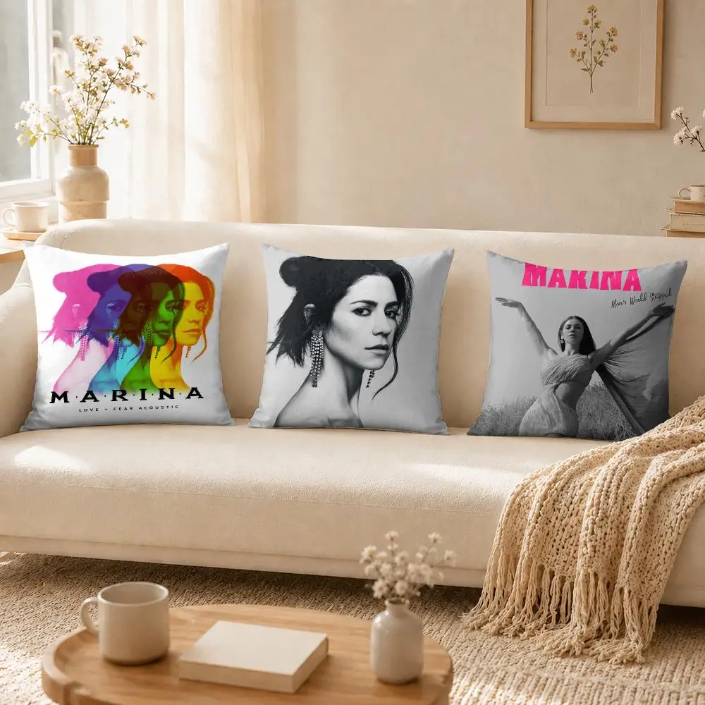 M-Marina Singer Cushion Cover Soft Short Plush Pillow Cases Hidden Zipper Cutecore Sofa Bedroom Home Decor Gift