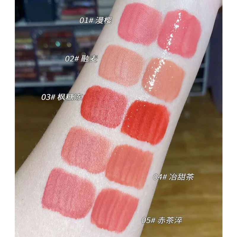 Doppelkopf Glitter Lip gloss matt Samt wasserdicht lang anhaltende rote Tönung flüssige Lippenstift Lippen glasur koreanische Make-up-Kosmetik