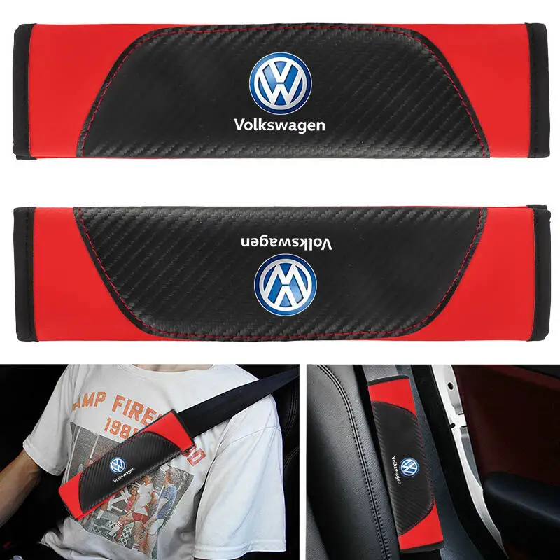 

2Pc PU Comfortable Car Seat Belt Cotton Safety Belt Shoulder Protection Cover For Volkswagen VW GOLF CC Polo Tiguan CADDY PASSAT