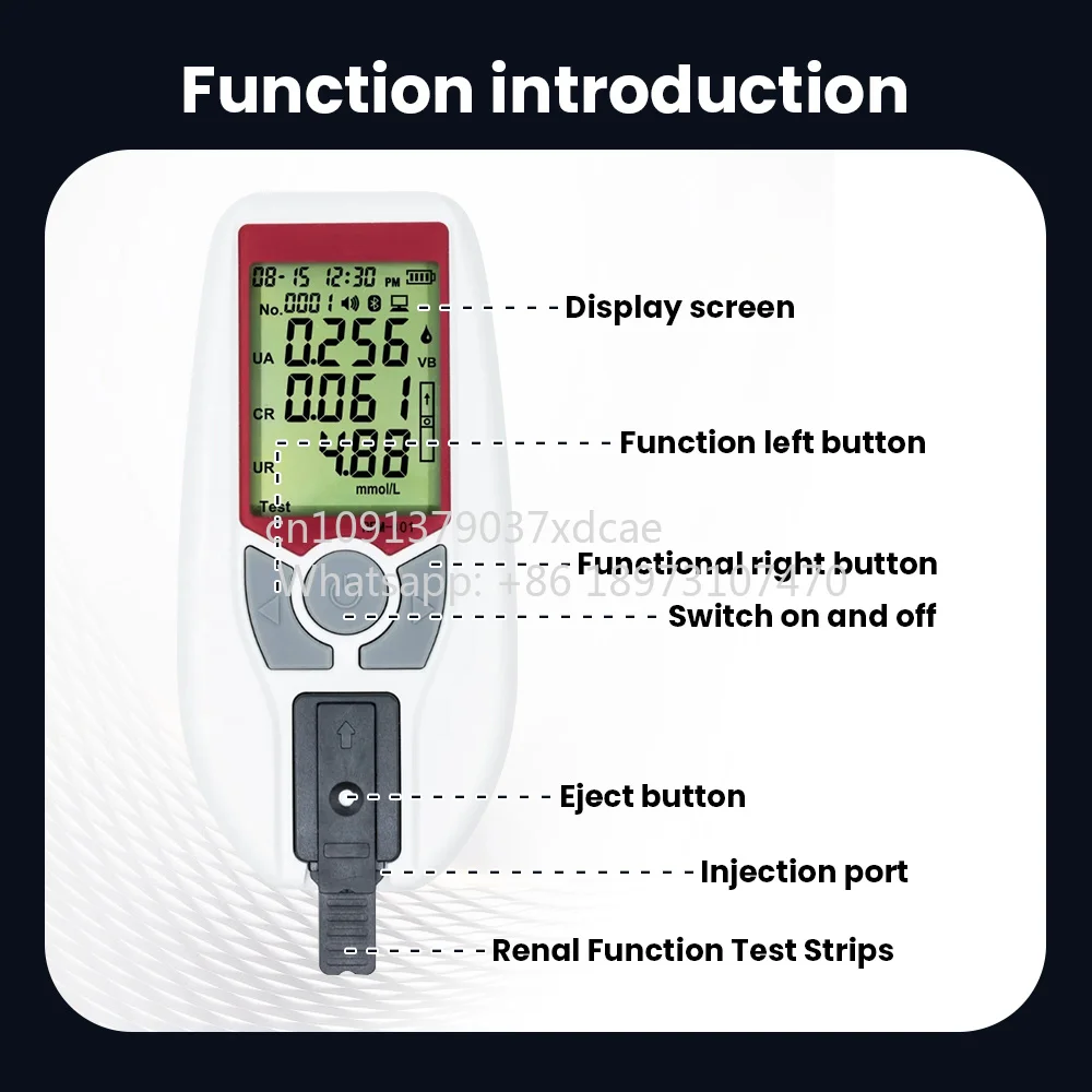 2026 New The Renal Function Analysis Meter Quantitat.e Determination Of Uric Acid (UA), . (CR) And Urea (UR) (Strips O