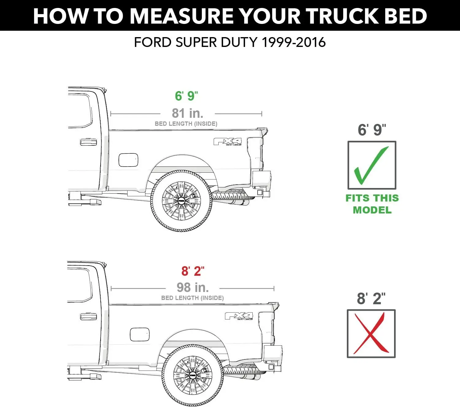 FiberMax Hard Folding Truck Bed Tonneau Cover | 1126310 | Fits 2008 - 2016 Ford F-250/350 Super Duty 6' 10