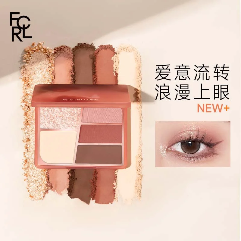 Focallure 5-color Eyeshadow Palette Matte Pearlscent Shimmer Long-lasting Rose Color Waterproof Anti-sweat Korea Makeup Cosmetic