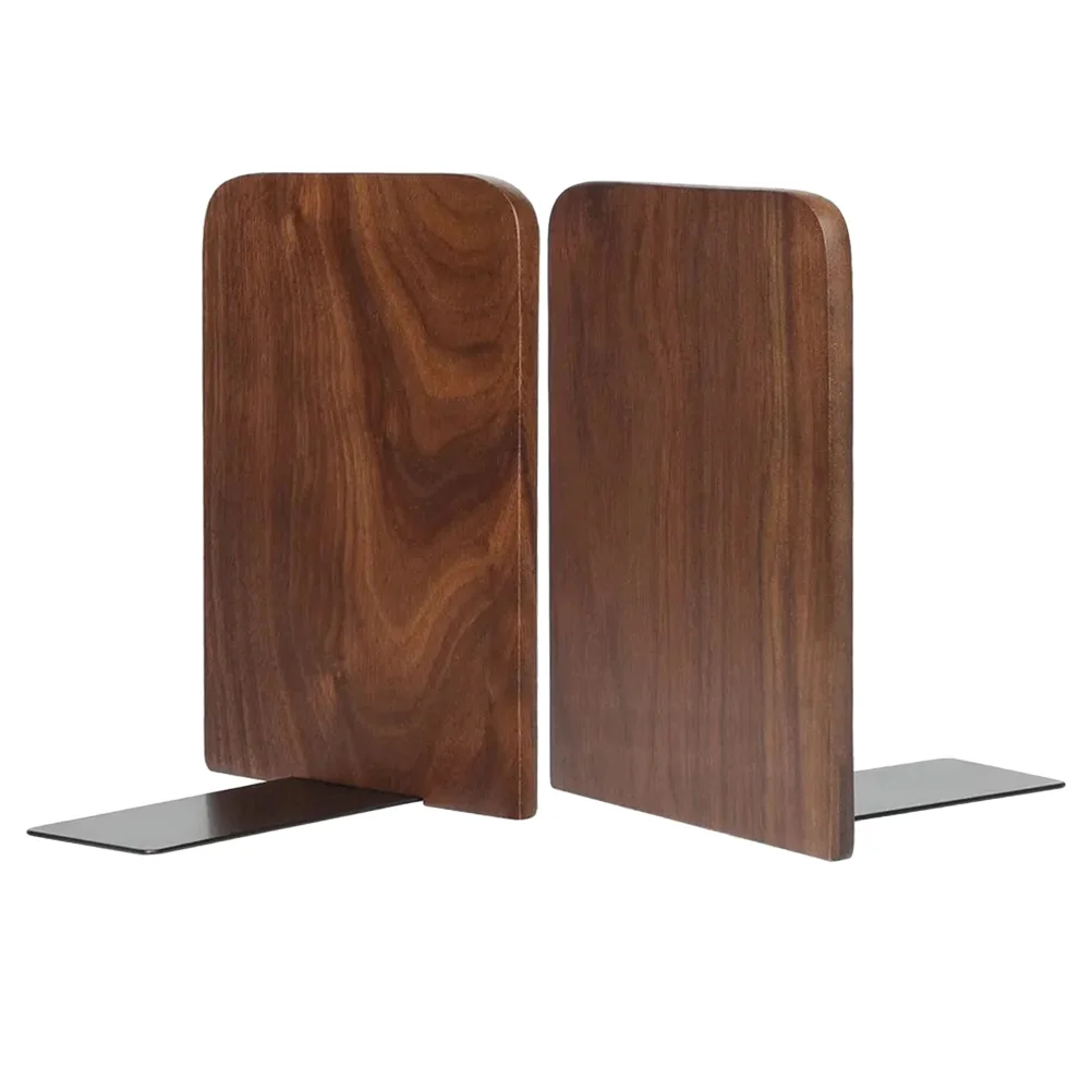 2pcs Bookends Wood Iron Minimalist Desktop Organizer For Books Documents Magazines Decorative Book Stands Study Holder