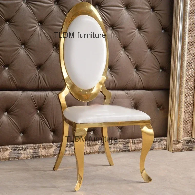 Nordic Dining Chair Kitchen Furniture Luxury Golden Stainless Steel Dining Chair Simple Modern Banquet Hall Fashionable Chairs