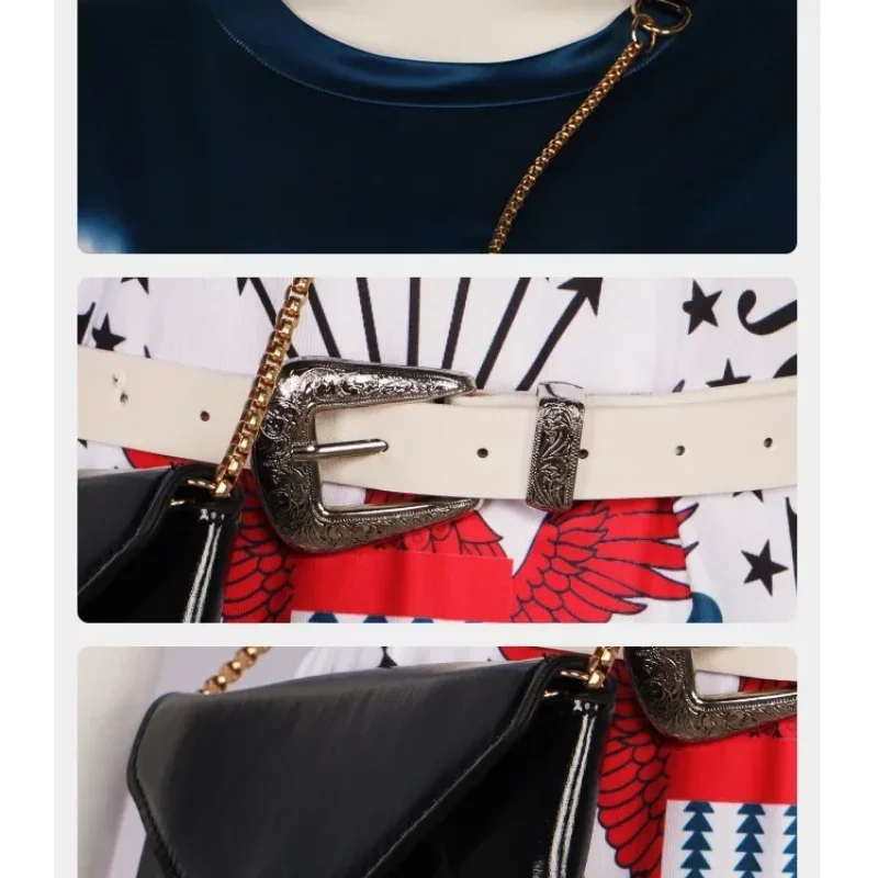 Outfit for Culpa Mia Dress: Role-Playing Graffiti Long T-Shirt with Belt Bag - Hot Novel Women's Casual Wear