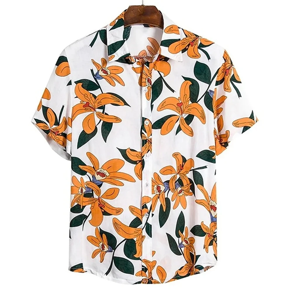 Fashion 3D Printed Plants Flower Leaves Hawaiian Shirt Men Summer Casual Short Sleeves Casual Men Beach Shirts Men's Clothing