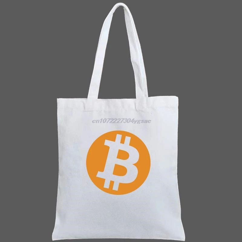 Bitcoin BTC Cryptocurrency Crypto Blockchain graphic Canvas Fashion Shoulder Bag Student Female Handbag Reusable shopping bags