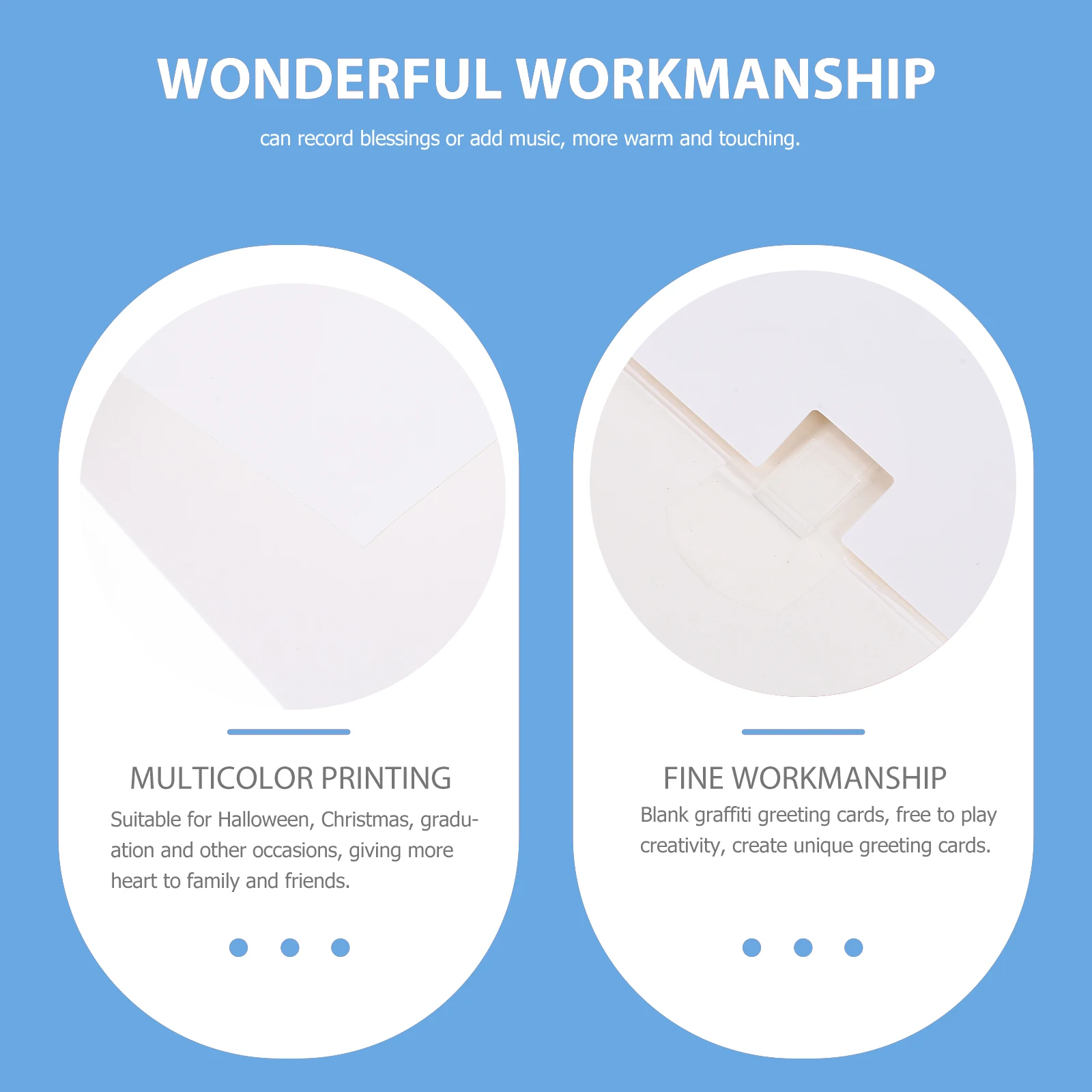 

2pcs Diy Music Greeting Cards Blank Recording Paper Cards For Halloween Christmas Graduation Built- Module Gift Printing