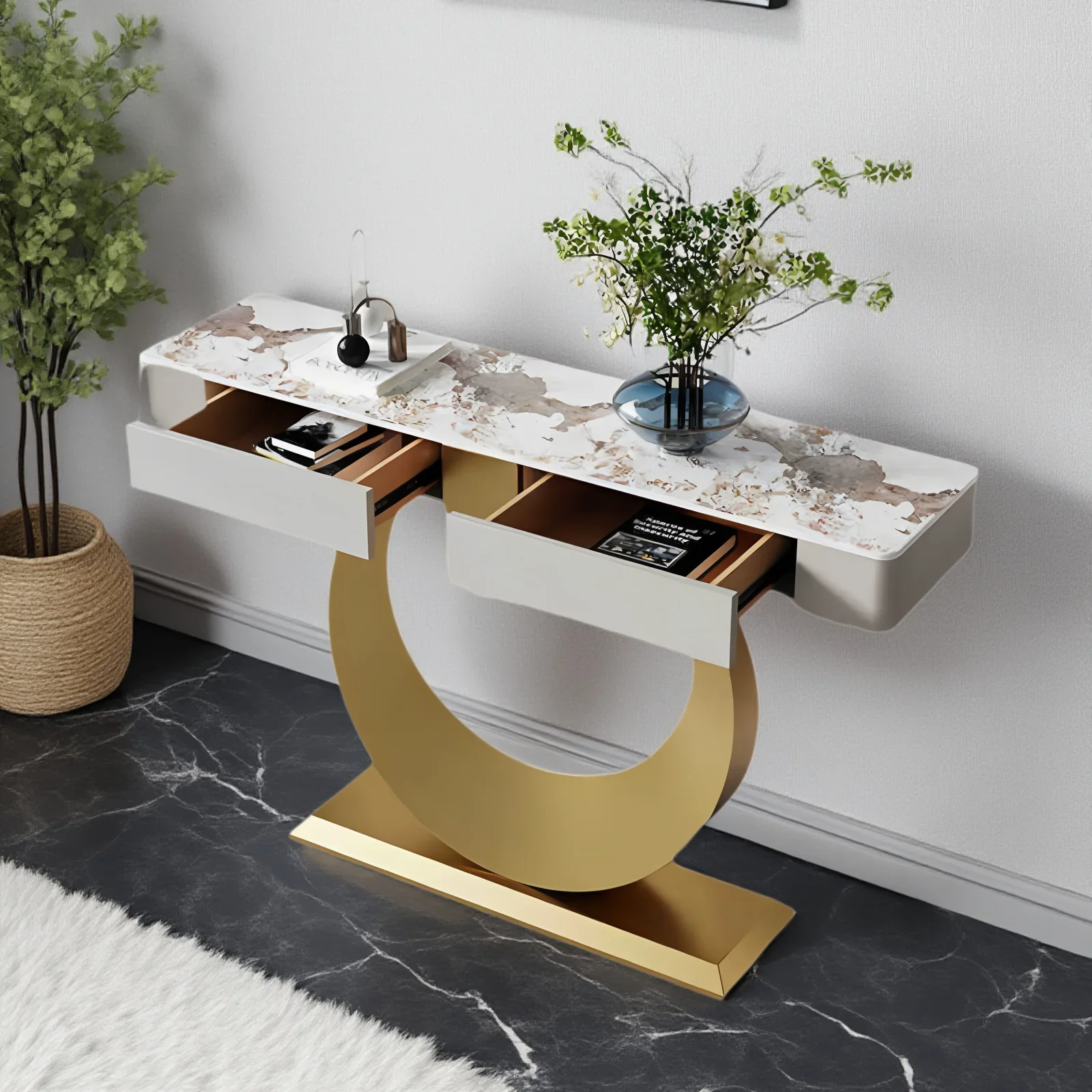 

Итальянский минималистичный входной светильник, роскошный элитный входной коридор, декоративный шкаф, сланцевая стойка для прохода, входной стол