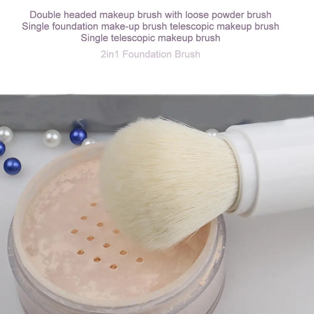 2 In 1 Foundation Brush Makeup Brush Travel Blush Brush Loose Powder Minimalist Portable Multifunctional Makeup Brush