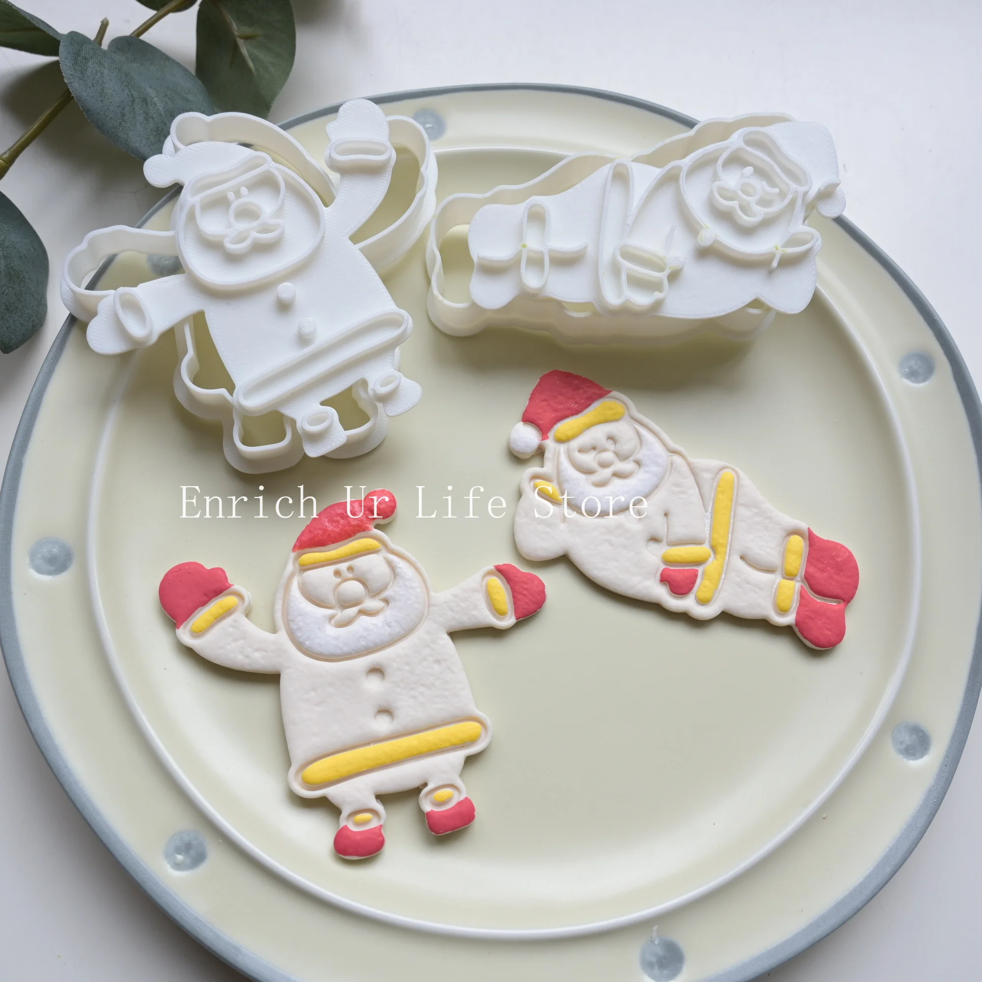 Cortador de Galletas de Papá Noel Navideño, Molde para Hornear Dulces y Galletas de Papá Noel para Decoración de Pasteles en Fiestas Navideñas