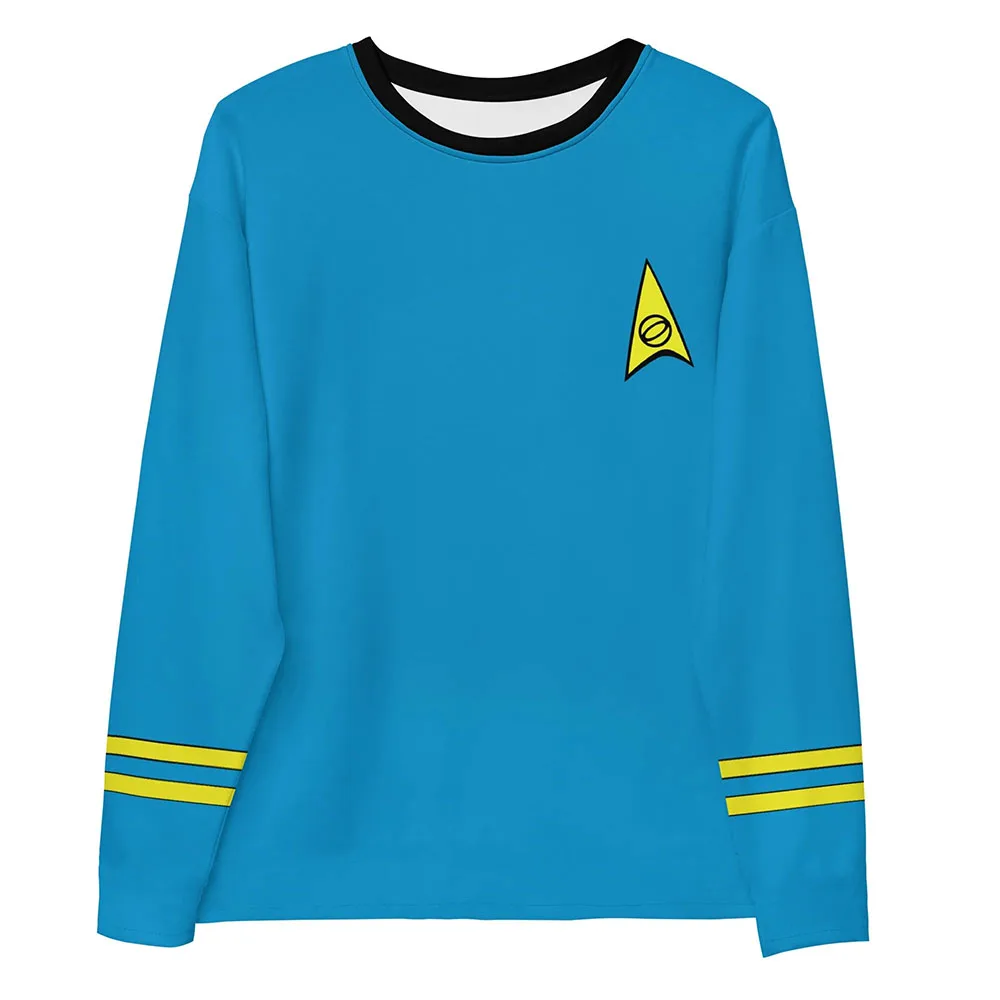 StarTrek Cosplay Long Sleeve T‑Shirt Unisex Retro Space Uniform Costume Top Men Women Couple Casual Shirt Fashion Print Clothes