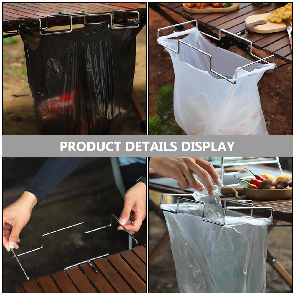 

Camping Trash Bag Holder Stainless Steel Foldable Table Garbage Bag Rack Lightweight Durable for Kitchen Pantry Bathroom Outdoor