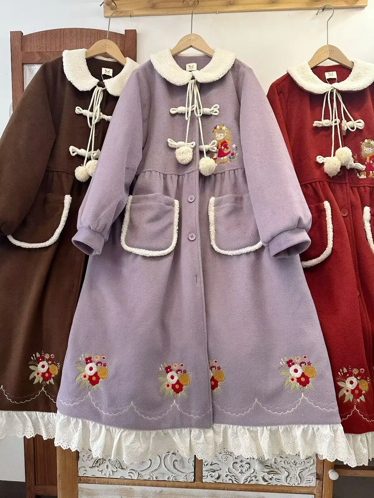 

Mori Girl Lolita Long Outerwear Autumn Winter New Women's Loose Sweet Embroidery Heavy Overcoat Jacket