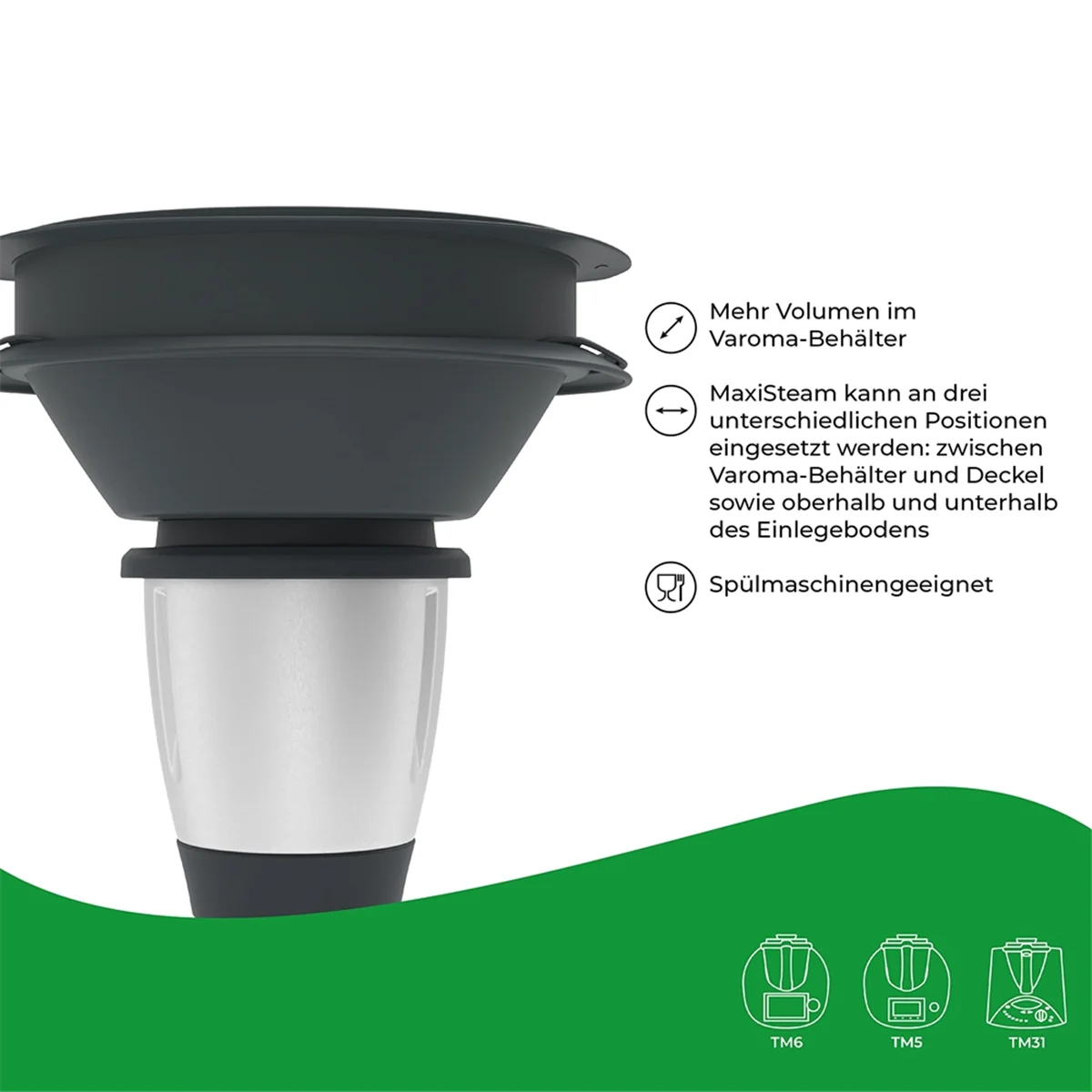 Extension for Thermomix TM6, TM5, TM31 Expands the Cooking Area Extra Space in for Varoma Container Thermomix