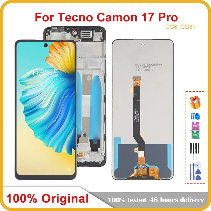 

6.8" Original For Tecno Camon 17 Pro CG8 LCD Display Touch Screen Digitizer Assembly New For Tecno CG8h Repair Replacement Part