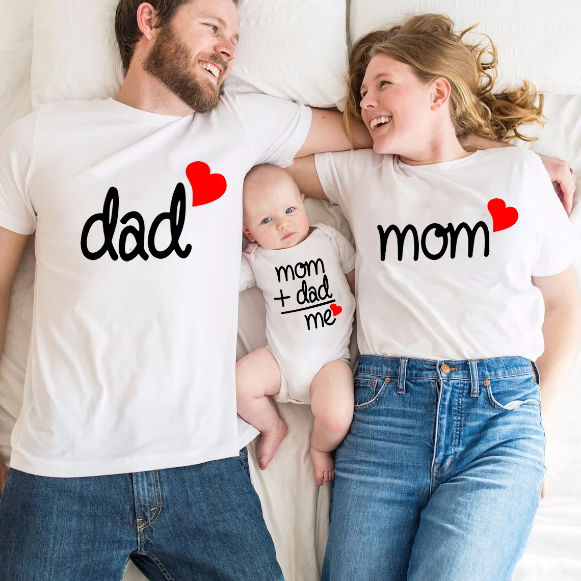 Mom Dad Me Family Matching Outfits Simple Family Look T Shirts Daddy Mommy and Me T-shirt Father Son Mother Daughter Outfits