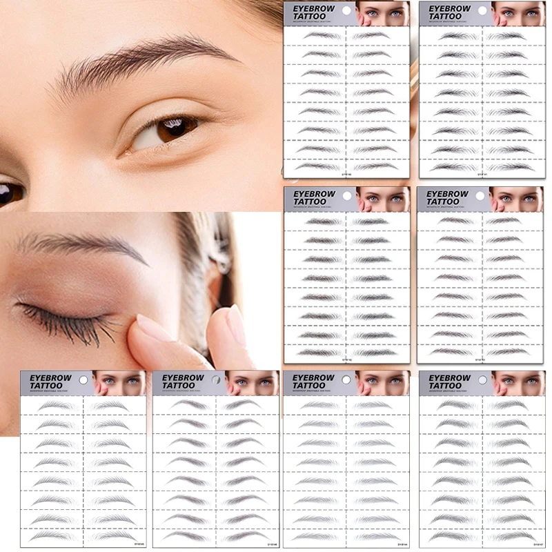 Makeup Eyebrow Tattoos Waterproof Stickers Hair Like Long Lasting Water Transfers Sticker Eye Brow Shaper for Grooming