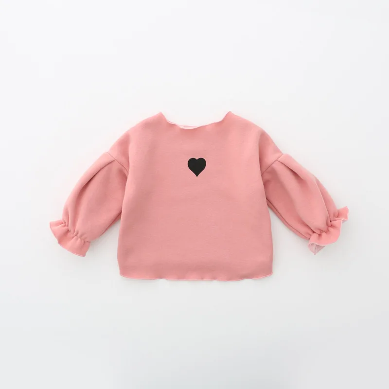 Baby Girls Tops Character Love pattern Bubble Sleeve T shirts for Girls Clothes Cashmere Tshirt Kids Clothes Girls Costumes