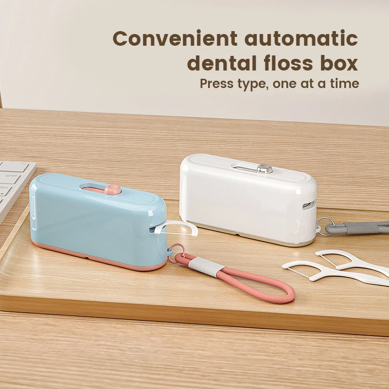La caja de hilo dental se aparece automáticamente, mini línea de palillo de dientes portátil recoge el hilo dental, almacenamiento de palo de hilo dental ultrafino