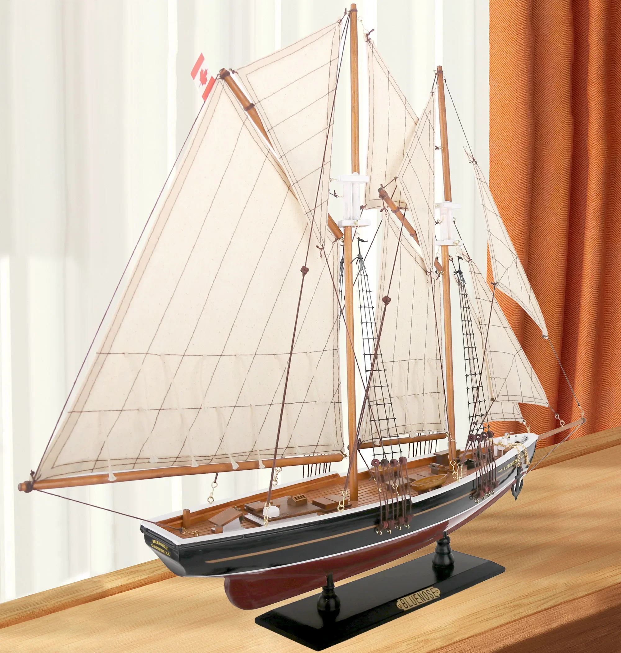 No. Solid wooden sailboat model ornament America's Cup Nordy ship model home decoration handicraft housewarming gift