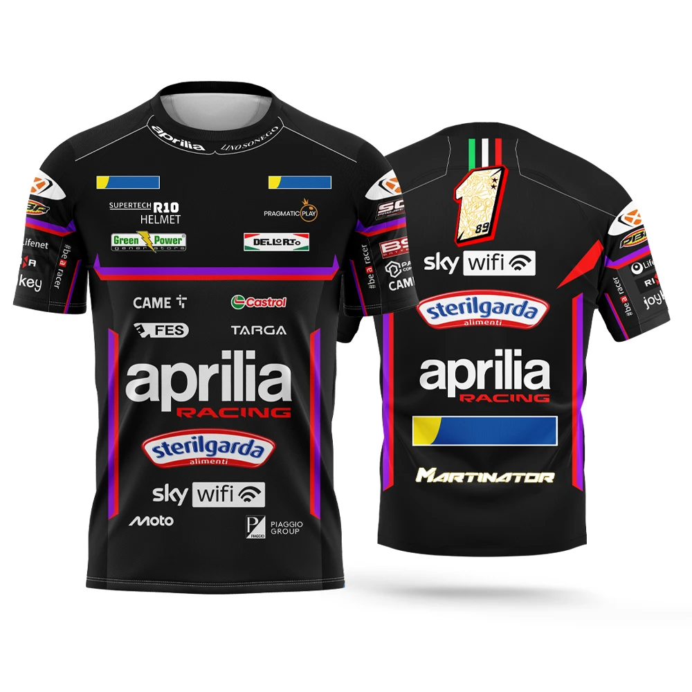 New 2025 motorcycle racing enthusiast Aprilia Racing No.1 rider Jorge Martin fan men's and women's sports casual T-shirt