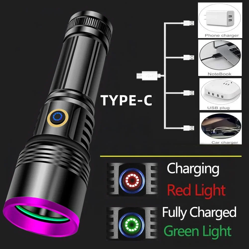 High Power UV Black Mirror 365NM Flashlight 20W Fluorescent Anti-co Unterfeiting Detection for Pet Urine Amber Detection