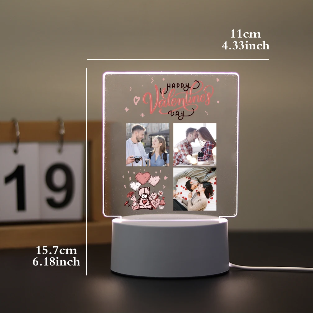 1pc Personalize nice couple Custom Photo Funny 3D Led Acrylic Night Lights Optical Illusion Table Lamp 3d Illusion Light image 6