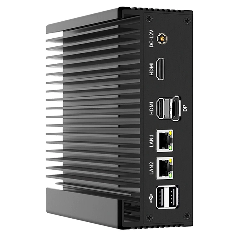 Solid Firewall Server 12th Gen Intel N100 N150 Fanless Mini PC 2xi226-V 2.5G 2*COM NVMe 1*DP 2*HD Efficient Cooling Computer Nuc