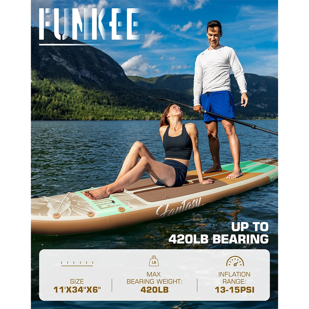 FUNKEE PIPPLE STD مقاوم للماء نفخ مجداف مجلس 11'x34''x6 ''الكبار الدائمة نمط المائية لوح تزلج على الماء كاياك الصيد السباحة #2