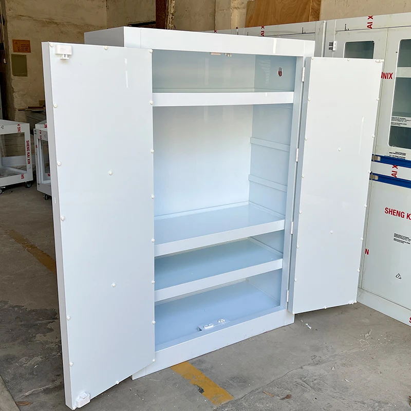ตู้กรด PP อุตสาหกรรมสําหรับห้องปฏิบัติการโรงพยาบาลโรงงานโรงเรียนโรงงานเภสัชกรรมใช้โลหะเหล็กเหล็กอีพอกซีเรซิน