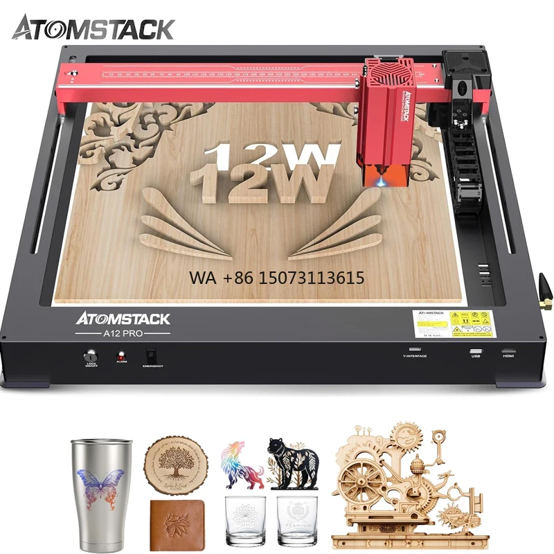

Atomstack A12 X12 Pro 50W Wifi Smart Control CNC Cutting Granite Metal Dog Tag Glass 3D Printing Laser Engraving Machine