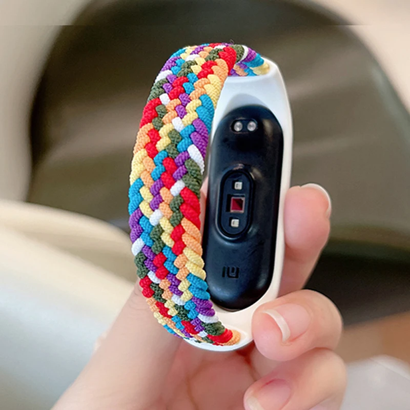 สายนาฬิกาข้อมือไนลอนถักสำหรับ Xiaomi Mi band 4 3สายเดี่ยว NFC นาฬิกาข้อมือของขวัญสายรัดข้อมืออัจฉริยะสำหรับผู้หญิง Correa Mi band 7 6 5