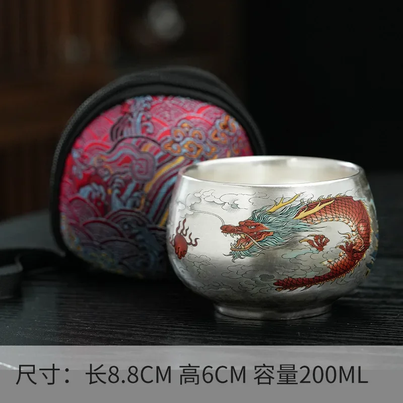 Longfeng lver teacup, high-end master cup, tea cup, birthday gift for friends and girlfriends, wedding business souvenir