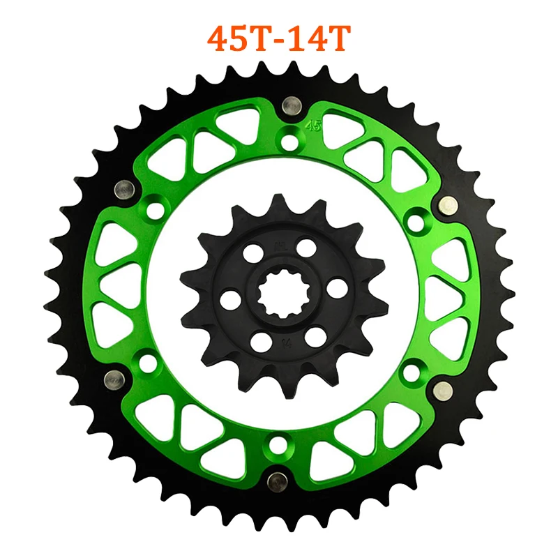 Road Passion Motorcycle 45T-52T 14T Front & Rear Sprocket For KAWASAKI 250 KX250F KX250E KX250 KX 250 F E Enduro 2004-200