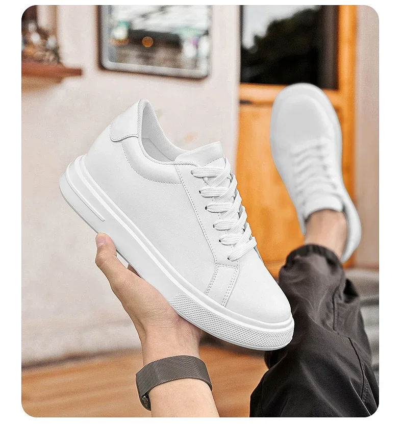 Neue Herren-Sneaker mit Erhöhungseffekt, 6-10 cm hohe Absätze, Leder-Sportschuhe für Herren – Detail 23