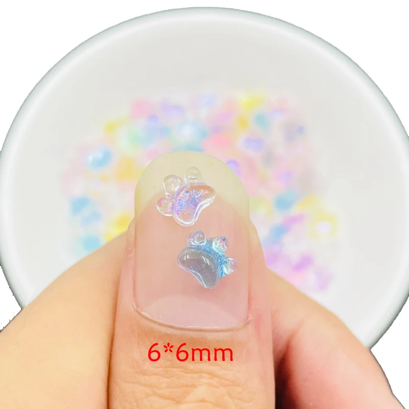 100Pcs Cute Mini Mixed Color Cat Claw Resin Figurine Crafts Flatback Cabochon Ornament Jewelry Making Hairwear Accessories A79