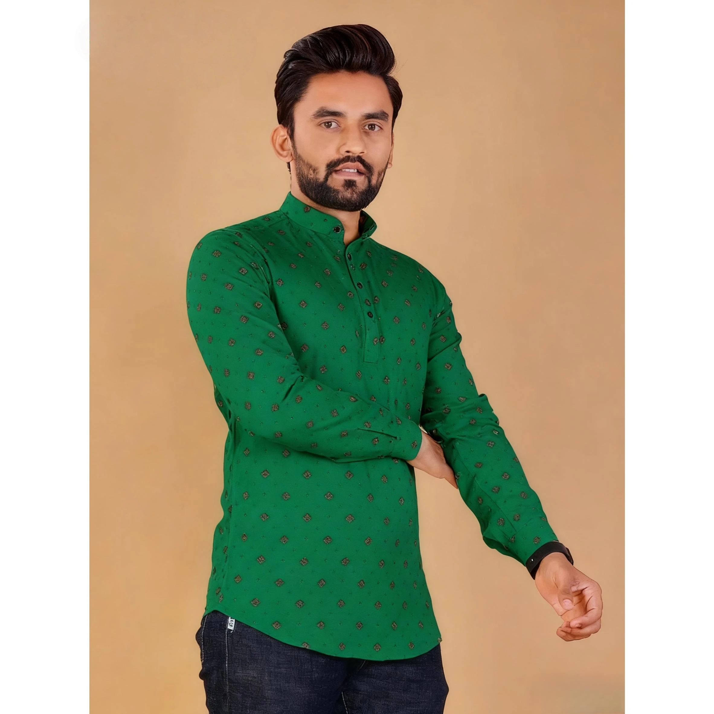 2026 رداء مسلم قميص بأكمام طويلة نمط عرقي الوقوف طوق الملابس العربية الإسلام Ropa Musulmana Hombre Ropa Arabe De Hombre