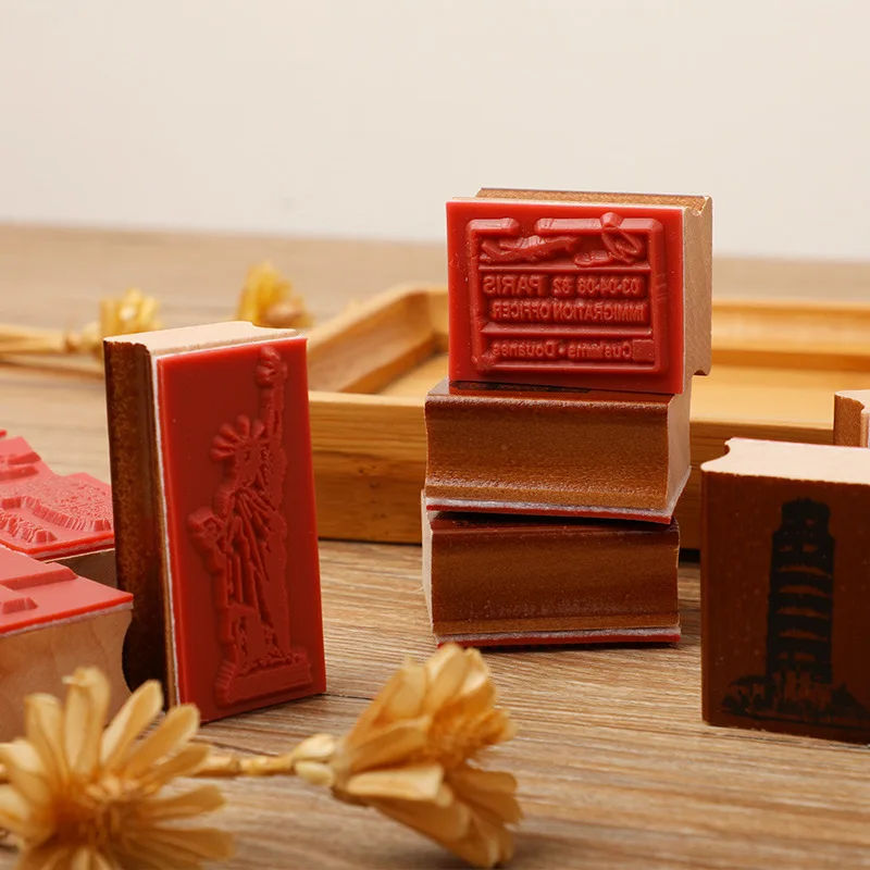 Wood Rubber Stamps European building model Decorative Wooden Rubber Stamp Set For Diy Craft Diary Craft Scrapbooking