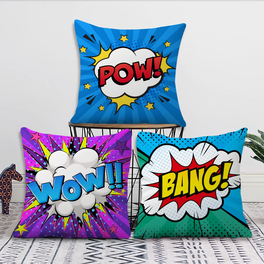 

American Pop Art BANG WOW BOOM POW Decoration Room Home Sofa living Office Car Nordic Simplicity Pillow Cover