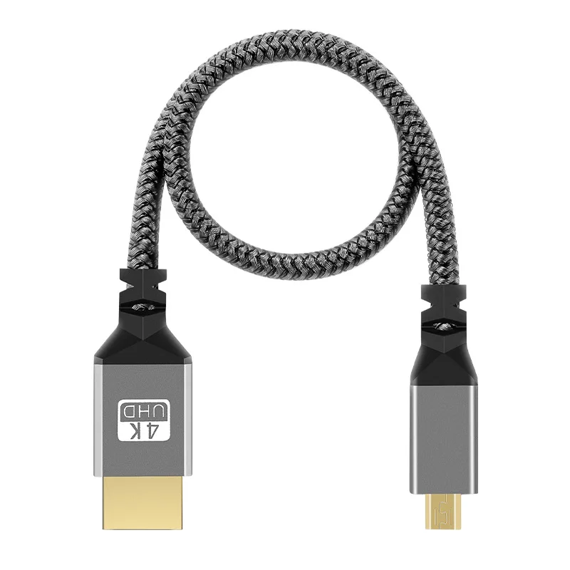 1M 2M 3M 5M 10M 4K 60HZ Micro HDMI do HDMI zwinięty przedłużacz elastyczny kabel wtyk męski na męski kabel HDMI-kompatybilny dla komputera