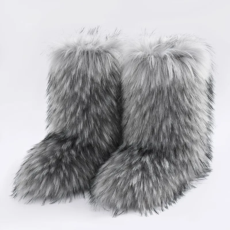 Y2K Kids Boots Winter Shoes New Faux Fur Toddler Girl Boots Fashion Colorful Fur Children Ankle Snow Boots Warm Shoes Girls