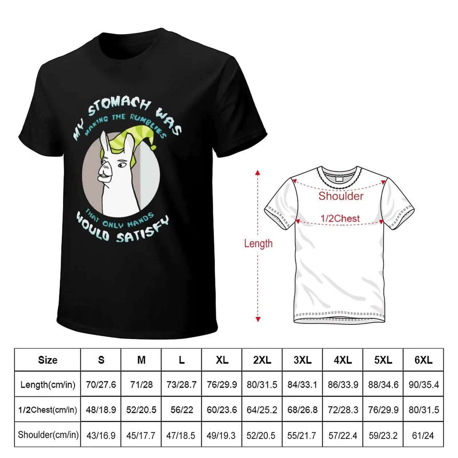 Llamas with Hats My Stomach was Making The Rumblies That Only Hands Would Satisfy Shirt T-Shirt Holiday Simple Tee Shirt