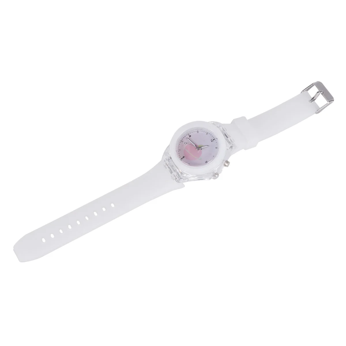 

1pc Kids Watch Candy Color Luminous Plastic Glowing Wristband For Children Durable Comfortable Peaches Pattern Perfect Gift For