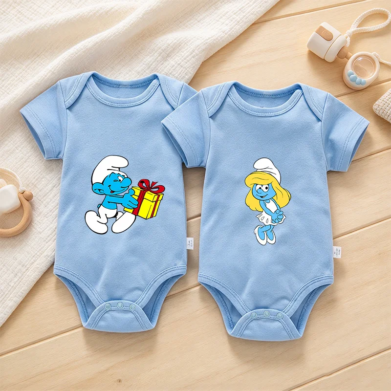 Smurfes Baby Clothes Infant Jumpsuit Newborn Babysuit Short Sleeve Infants Rompers Girls Boys Cotton Clothing Kids Birthday Gift