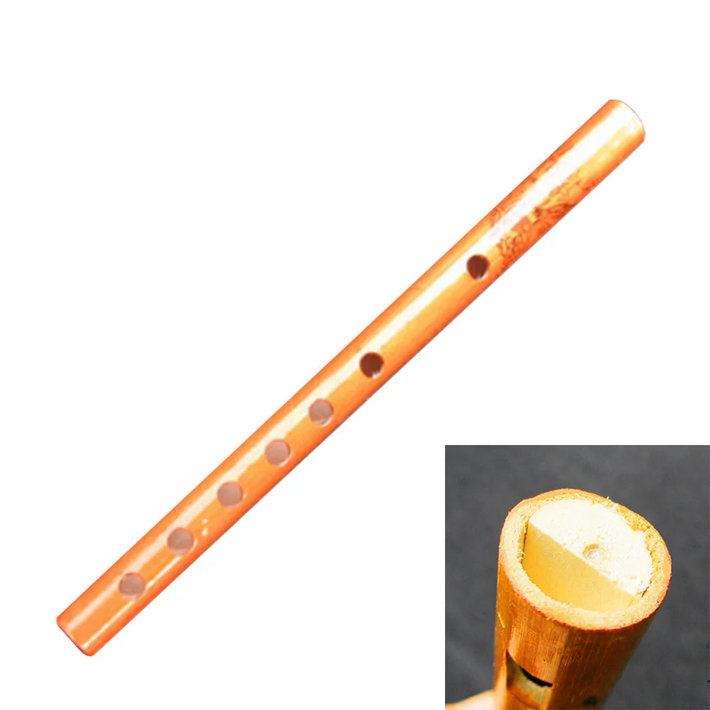 1PC Chinese Traditional 6 Holes Bamboo Flute Vertical Flute Clarinet Student Musical Instrument Wooden Color For Kids Gift