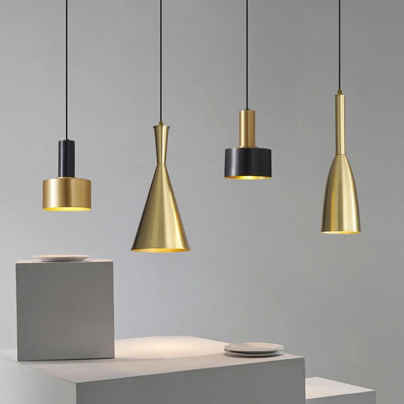 Nordic All-copper Luxury Restaurant Table Lamp Single-ended Simple Modern Single Long-line Minimalist Net Red Bedside Chandelier