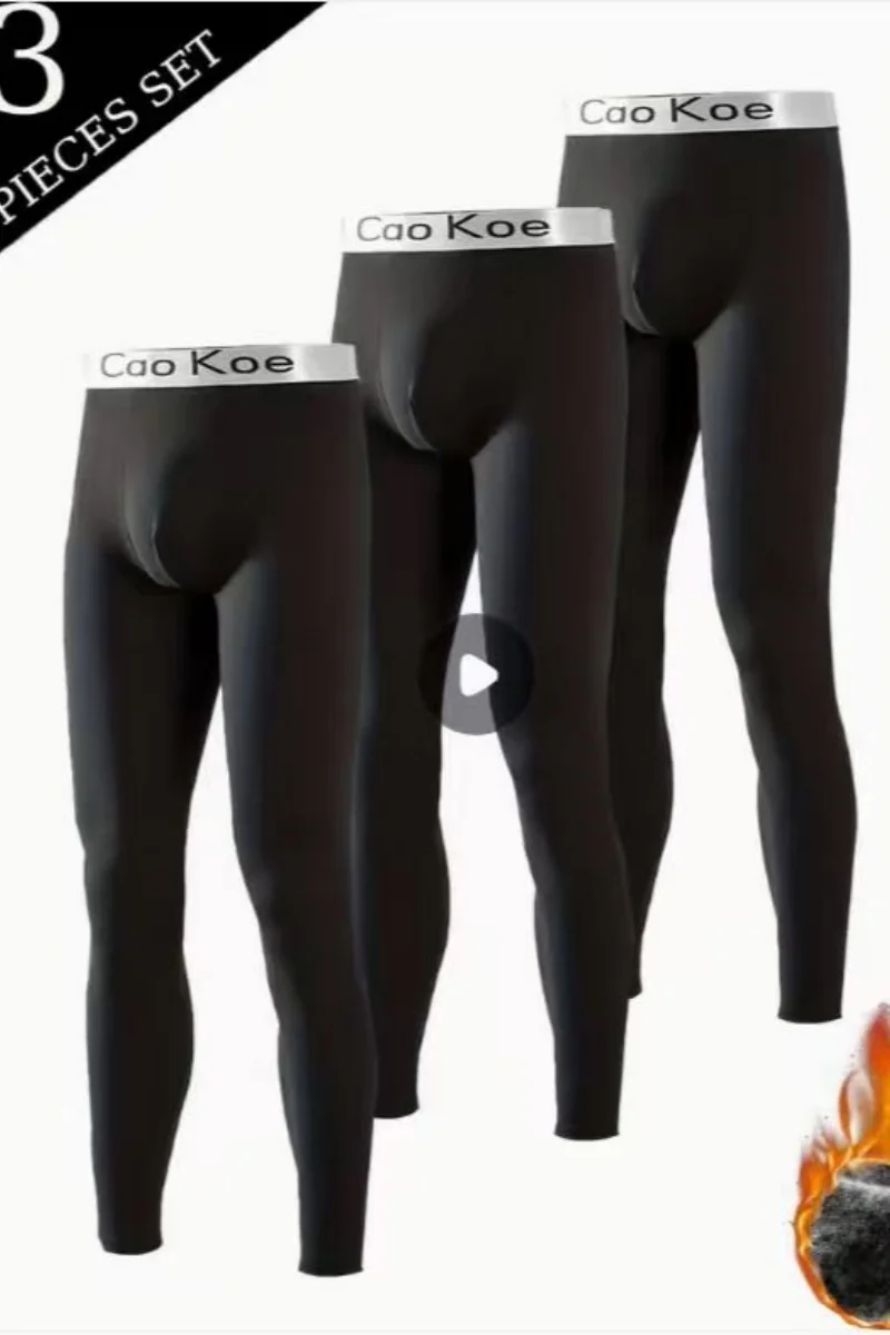 3 Pieces of Ultra Warm Men's Warm Pants - Slim Fit with Warm Lining, Ideal Outdoor Bottom Layer for Autumn Winter, Comfortable