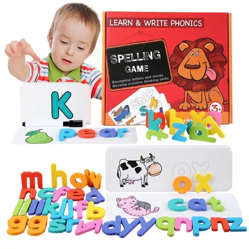 

Preschool Toddler Learning Activities Wipeable Word Spelling Games Flash Cards With Bright Colors Educational Toys Featuring 26